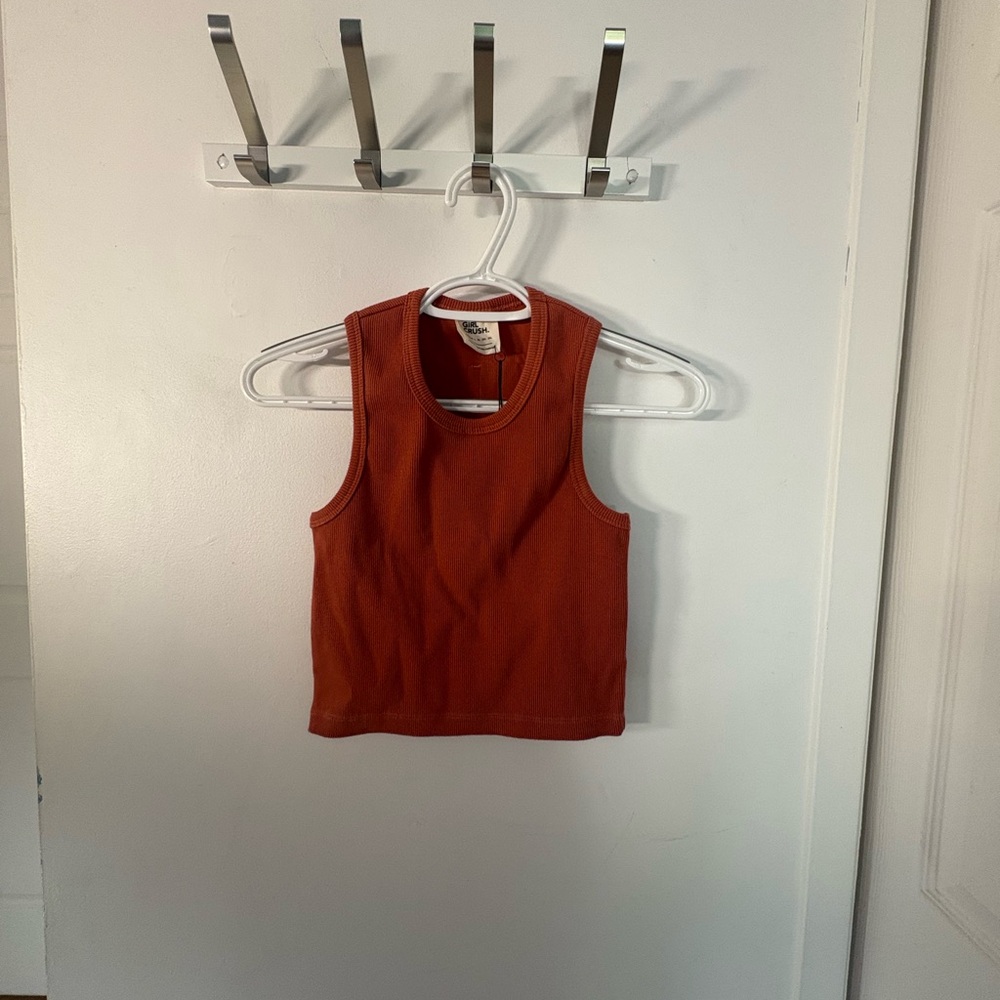 Sleeveless Orange Ribbed Top - Picture 7 of 16